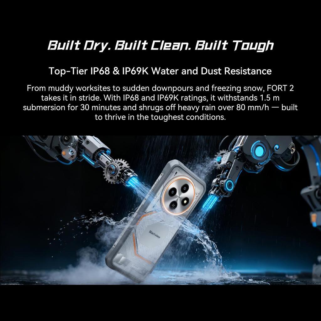 Blackview FORT 2 5G Rugged Smartphone, 8GB RAM, 128GB ROM, Android 15, 6.56 inch 90HZ, 5000mAh