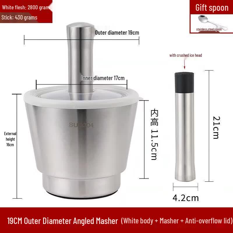 304 Stainless Steel Manual Mortar and Pestle