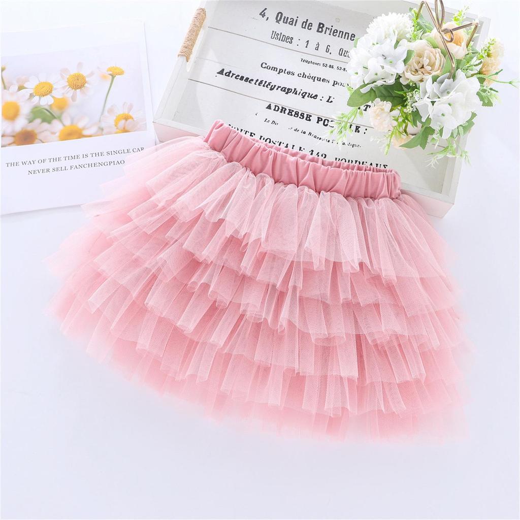 2024 Girls' Versatile Six-Layer Mesh Gauze Skirt for Children