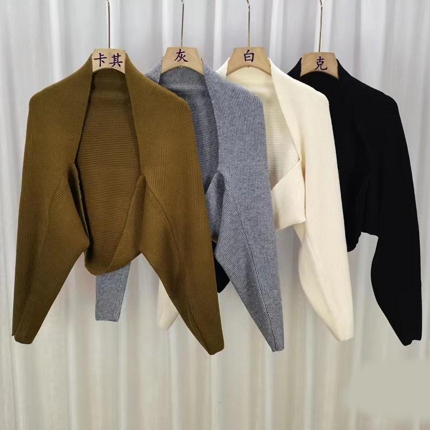 

Толстый Премиальный Элегантный Жилет Вязаный Кардиган Женский Осень Зима Рукав Летучая Мышь Укороченная Накидка One size