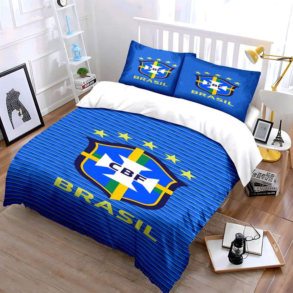 Brazil Soccer Crest Pattern. Bedding Sets Duvet Cover Sets Duvet Covers Pillowcases(1 * Duvet Cover 2 * Pillowcases Without Duvet Insert)