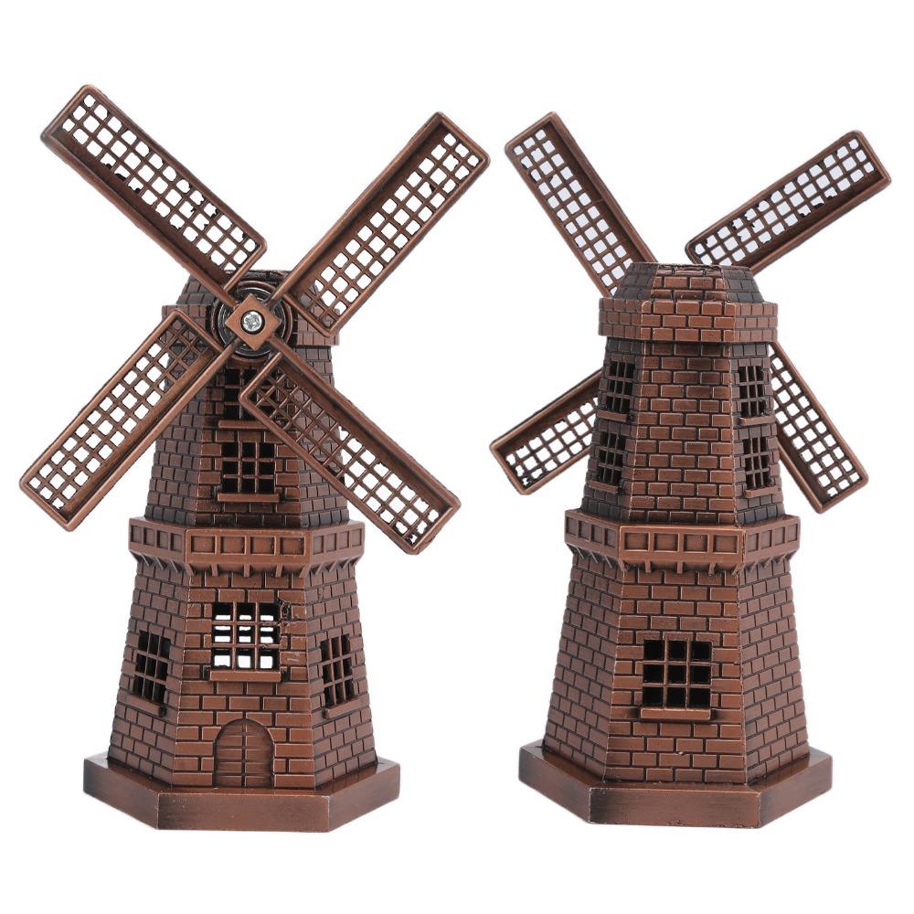 1pcs Red Bronze Windmill Model Metal Construction Windmill Ornament Windmill Decor Home Office