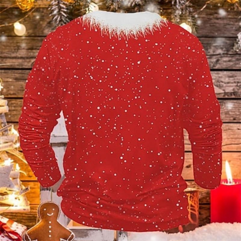 Men's T Shirt Tee Santa Claus Graphic Prints Crew Neck 3D Print Outdoor Christmas Long Sleeve Print Clothing Apparel Designer Basic Casual