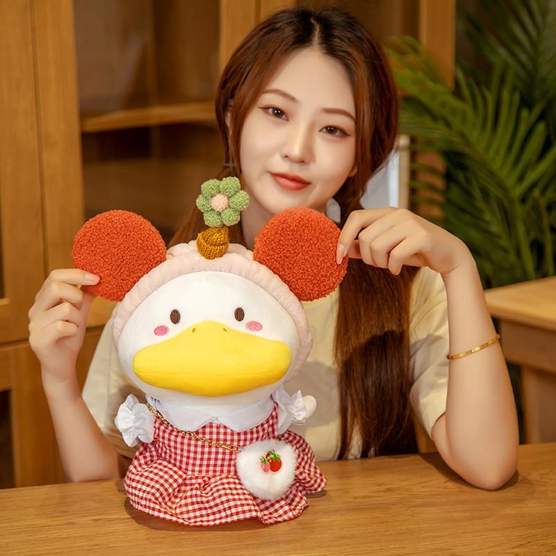 1pc 33cm Kawaii Duck With Clothes Plush Toys Multiple Styles Cute Dressing Duck Pillow Stuffed Dolls For Kids Girl Xmas Gift