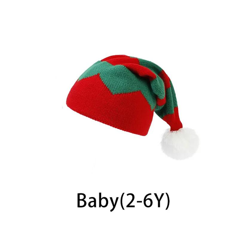 Parent-Child Christmas Hat Big Pompom Mother Kids Knit Beanie Cap Winter Warm Infant Bonnet Girls Boy Xmas Gift Baby Accessories