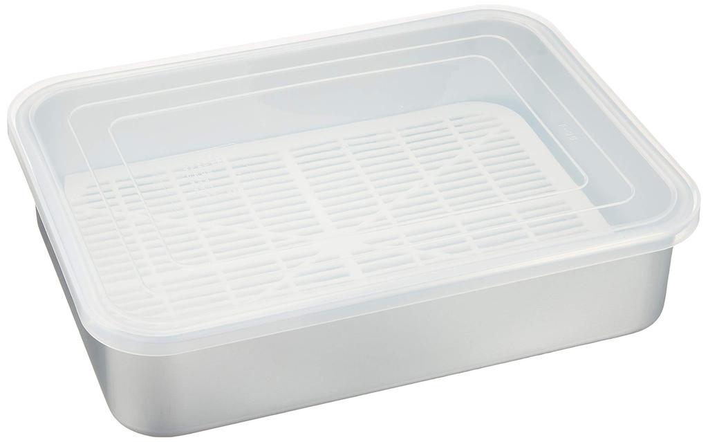 Akao Aluminum PP Bat with Lid Large Aluminum Alloy Japan AHT541 (With Drainboard) (Alumite), Lid/Drainboard (Polypropylene)