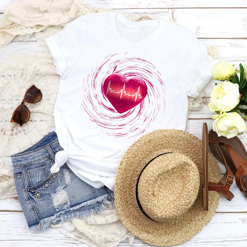 Fashion Women T-Shirts Graphic Baseball Basketball Heartbeat Tops Femme Tshirt Harajuku Summer O-Neck Casual Tee Ladies Clothing