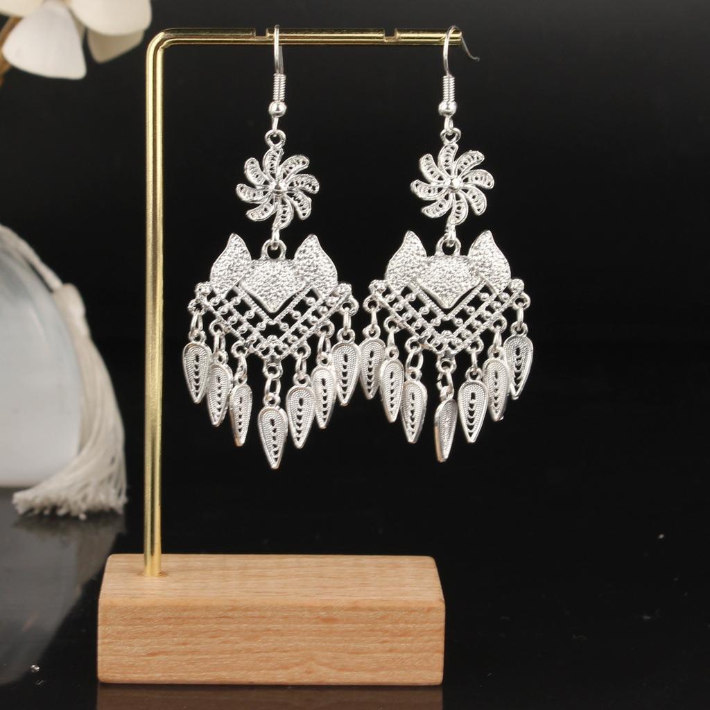 Turquoise Earrings Bohemian Drop Ear Earrings with Tassels, Geometric Alloy, Retro Style, Boastful Ear Accessories