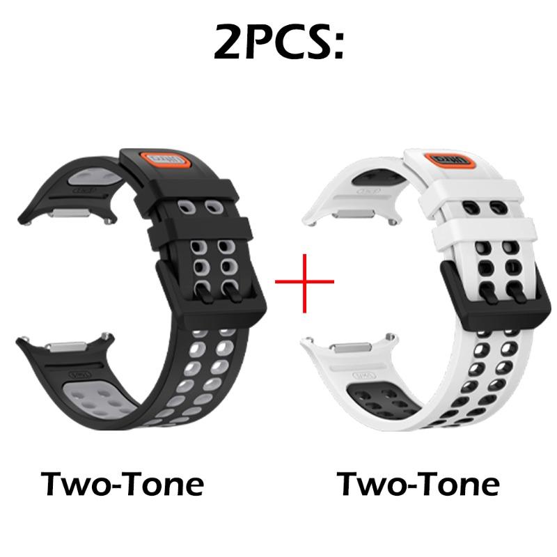 Official Style Silicone Watch Bands for Samsung Galaxy Watch Ultra 2 1 Solid & Two-Tone Set Hollow Breathable Silicone Straps