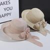 Foldable Straw Wide Brim Hat with Bowknot for Women Summer Sun Protection Casual Style