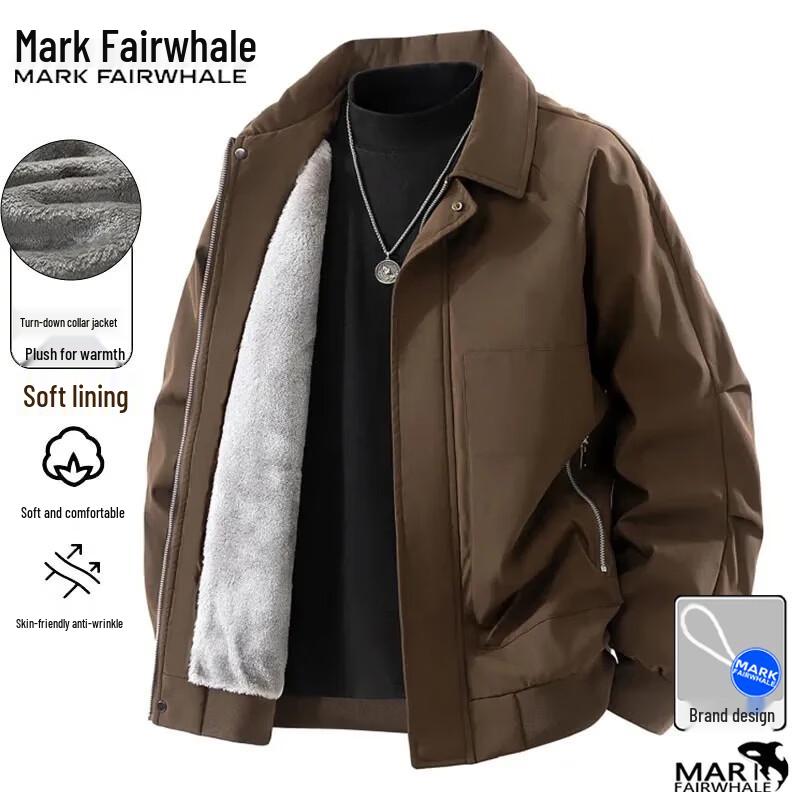 Mark Fairwhale Men's Fleece-Lined Thickened Lapel Jacket
