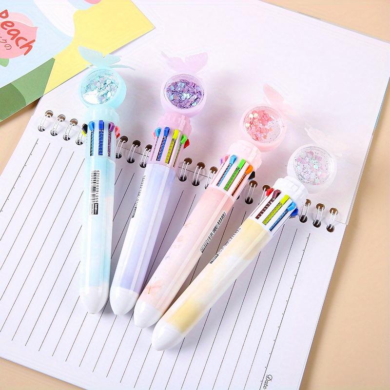 10 buc pix creativ cu paiete fluture în zece culori pix cu bile de presă pix multicolor graffiti cu ulei pentru ușă