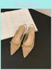 French Low Heel Butterfly Knot Sandals With Breathable Mesh For Summer Casual Wear