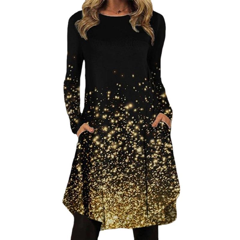 EastRogue Women's Fashion Spring Autumn Long Sleeve O-Neck Casual Dresses