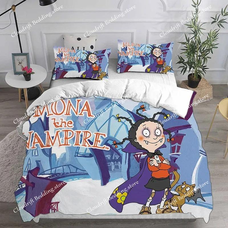 Cartoon Mona the Vampire Anime Bedding Sets Comforter Quilt Bed Cover Duvet Cover Pillow Case Kids Adult Size