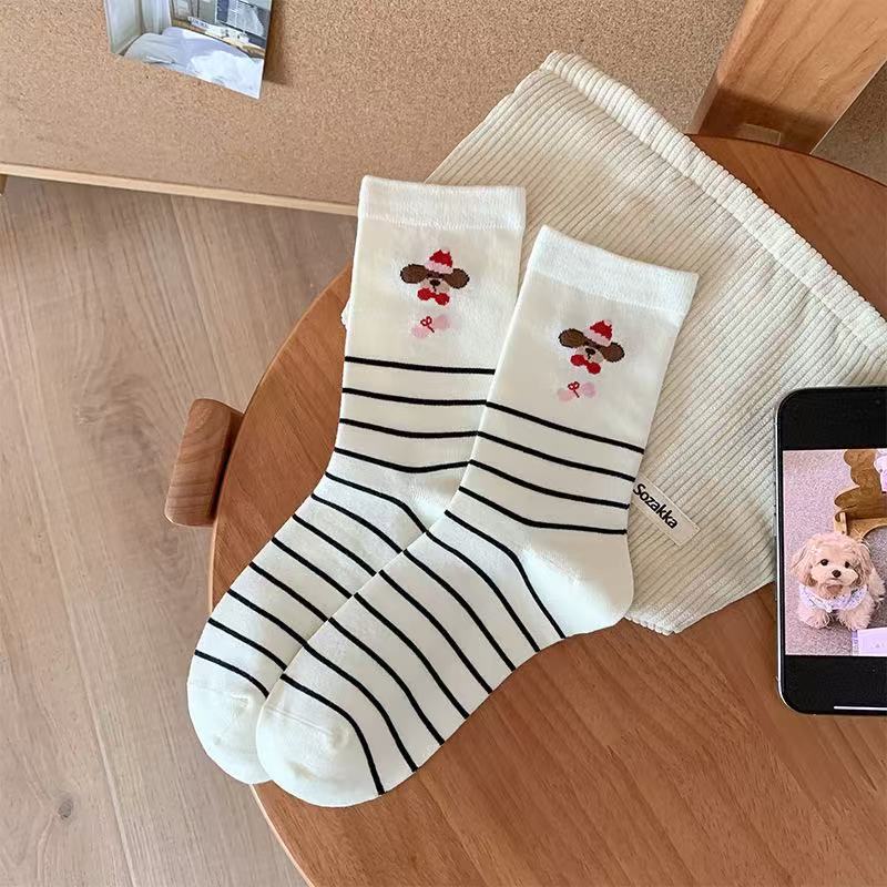 Cute Sausage Puppy, Trendy Casual Cotton Socks, Versatile Cartoon Long Socks, School-style Comfortable Women's Socks