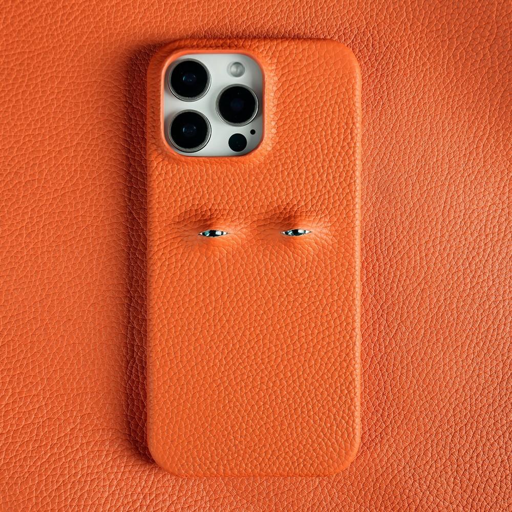 Unique Eye Design Genuine Leather Case for Iphone 16 Pro Max 18Pro 17 14 13 12 Phone Shell Personal Back Protective Coque Capa