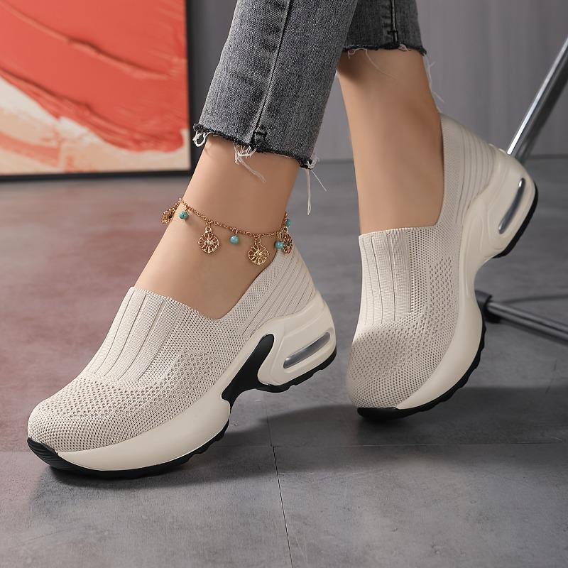Women'S Spring Fashion Sneakers, Breathable Mesh Upper, Cushioned Air, Slip-On Casual Sports Shoes, Running Shoes, Women Shoes