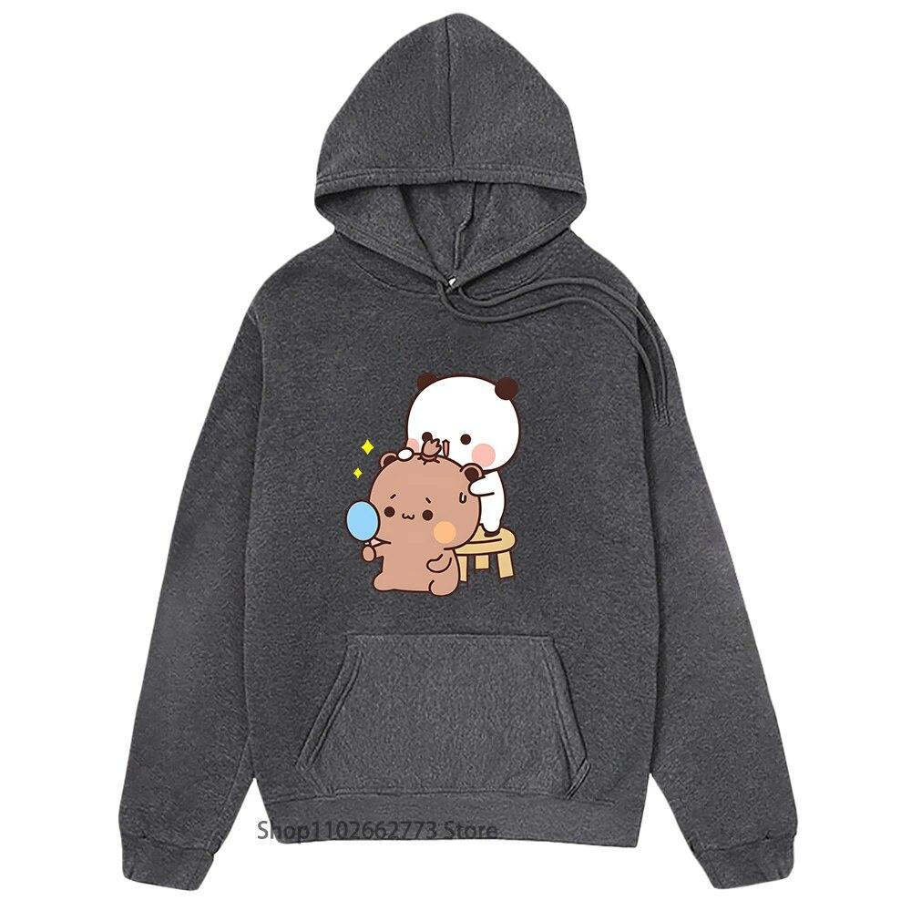 Mädchen Kawaii Grafik Hoodie Bubu Dudu Print Sweatshirt Cartoon Panda Bär Kleidung Unisex Kleidung für Frauen Y2k Kleidung Frühling