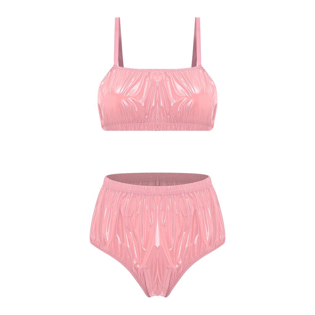 Womens Waterproof Bathing Suit Adjustable Strap No Pad No Wire Bra Top Elastic Band Swim Bottom
