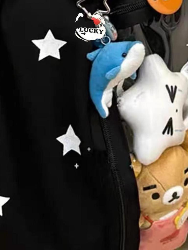 Star Print Drawstring Commuter Backpack 2025: Large Capacity, Lightweight Canvas and Transparent Ita Bag