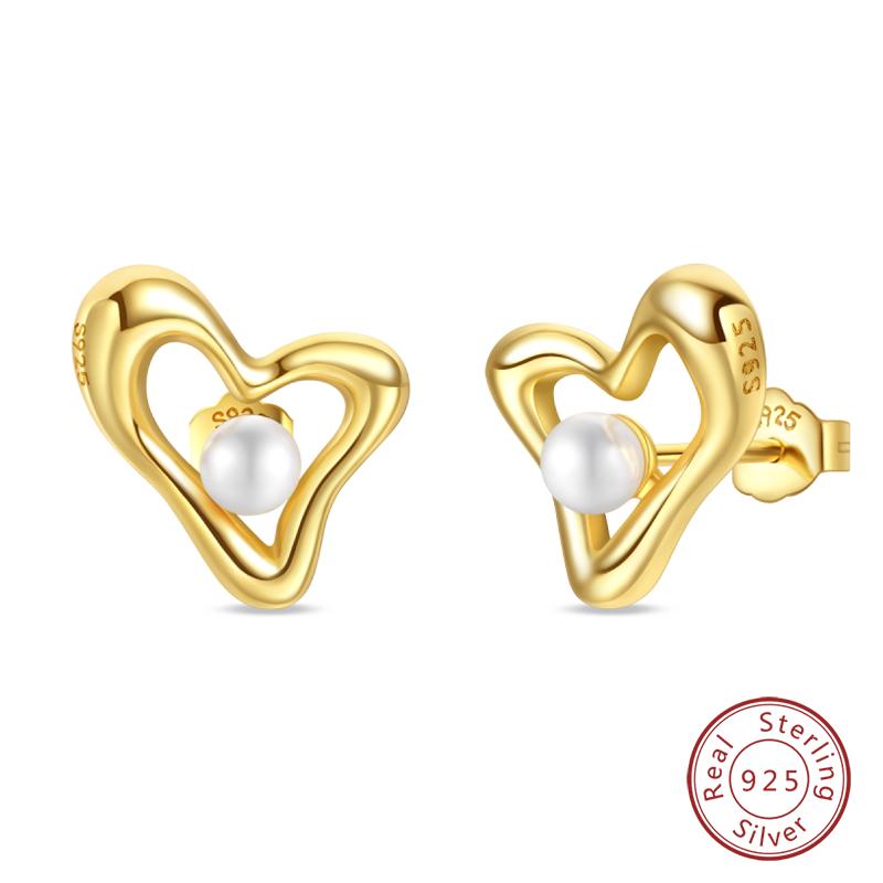 Luxus Goldene Muschel Seestern Perlen Ohrstecker 925 Silber Schmetterling Herzförmige Anhänger Perlenohrringe Für Frauen Party Schmuck