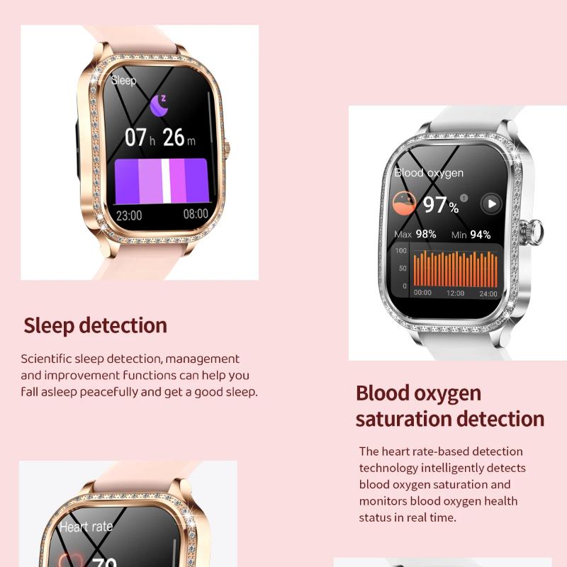 2025 Ny Mote Smart 1.75" HD Skjerm Klokke Kvinner AMOLED Buet Skjerm IP68 Vanntett Helse Anrop Smartklokke Apple Watch Damer for Dame Gave