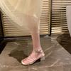 Summer Sandals Women Shoes Beach Sandals Cross Strap Beige Crystal Fashion Square Toe Mules Ladies Outside Zapatillas Mujer Casa
