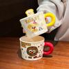 Cute Cartoon Mug with Lid Spoon Ceramic Cup for Girls with High Appearance Office Water Cup Practical Birthday Gift