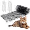 Black 2x4m Plastic Anti-Cat Spike Mat for Balcony and Garden Cat Deterrent.