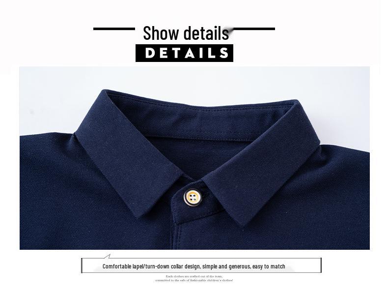 Jungen Polohemd langärmlig aus reiner Baumwolle für Grundschule, Frühjahrs-/Herbstbekleidung