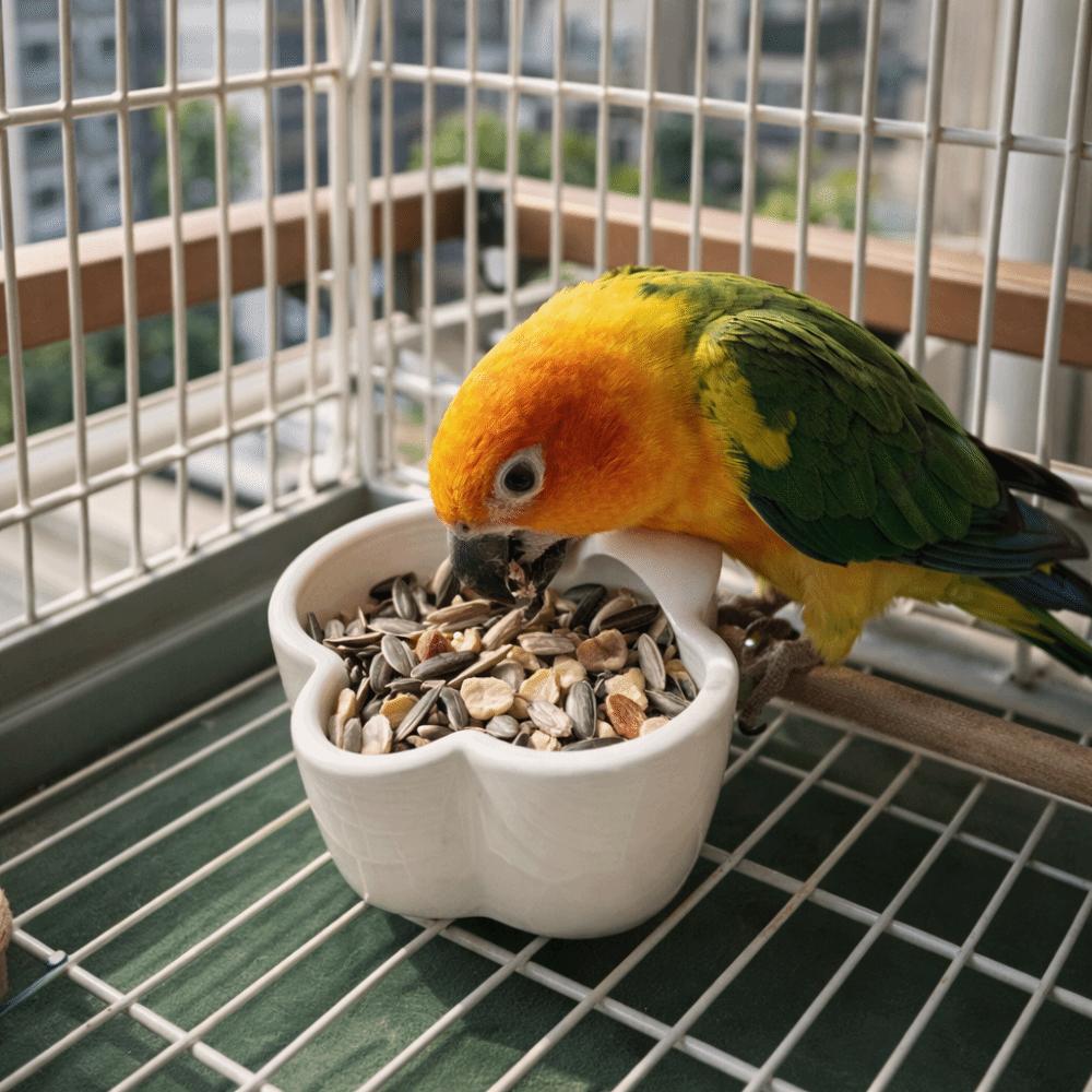 Cage Accessories Bird Shaped Ceramic Pet Bowl Anti-Tip Large Capacity Hamster Food Bowl Smooth Parrot Water Bowl Pet Feeding
