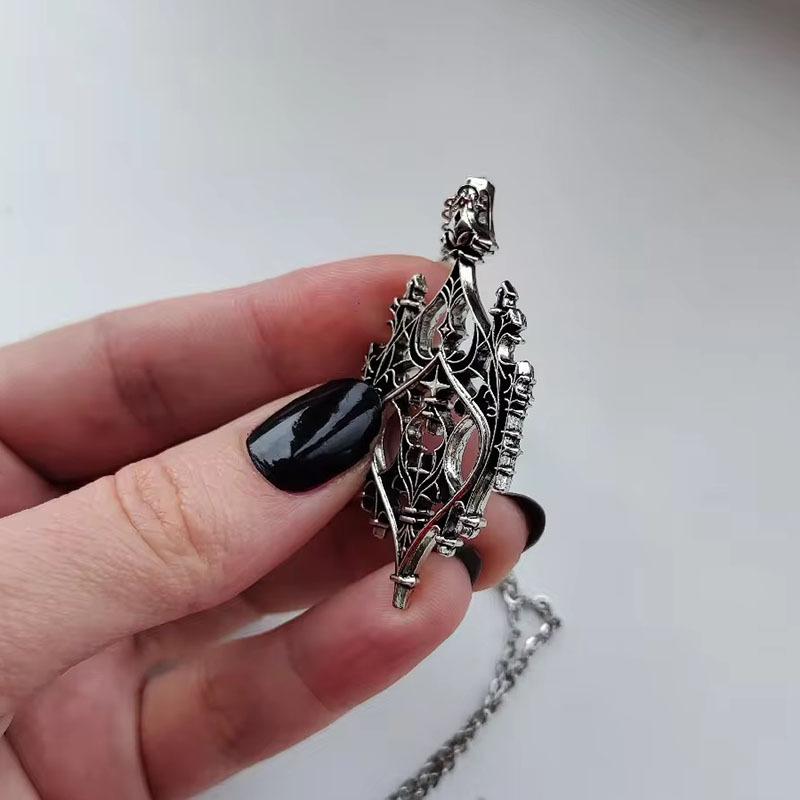 Vintage Gothic Hollow Castle Necklace European and American Vintage Punk Holiday Gift Pendant