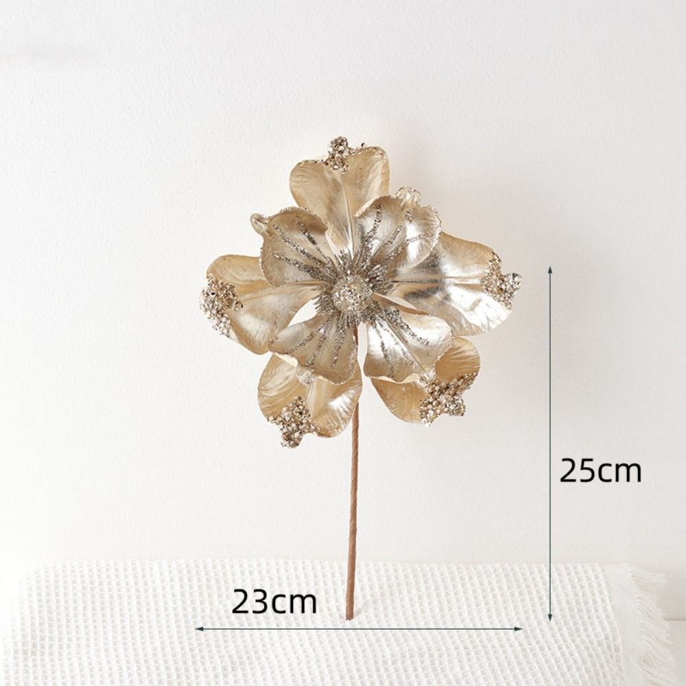Christmas Gifts Artificial Poinsettia Glitter Flower Sequin Flannel Photography Props Fake Flowers New Year