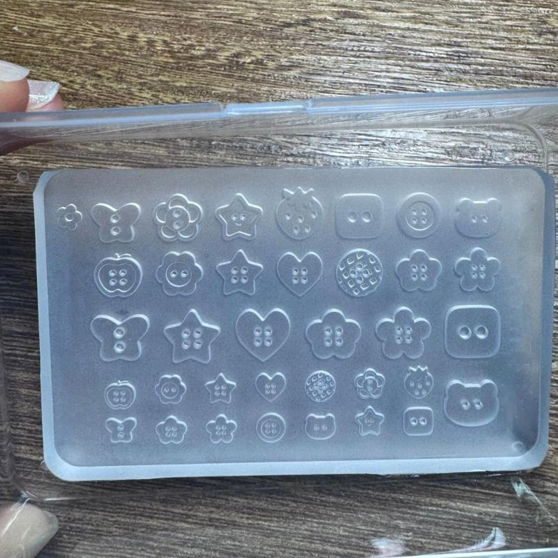 Silicone Nail Art Molds Button Shape Nail Art Template Molds Silicone Texture for Beauticians and Nail Art Learner