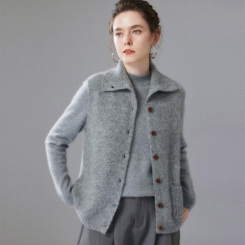 Fanzhen Women's Cashmere Silk Blend Lapel Vest Cardigan