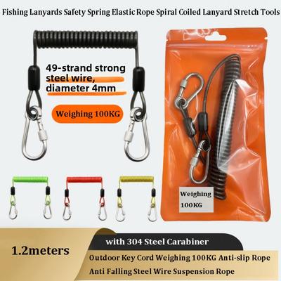 With 304 Steel Carabiner Outdoor Key Cord 1.2meters Suspension Rope New Fishing Lanyards