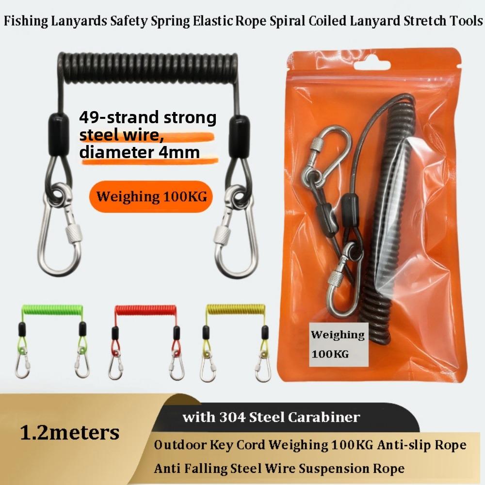 With 304 Steel Carabiner Outdoor Key Cord 1.2meters Suspension Rope New Fishing Lanyards