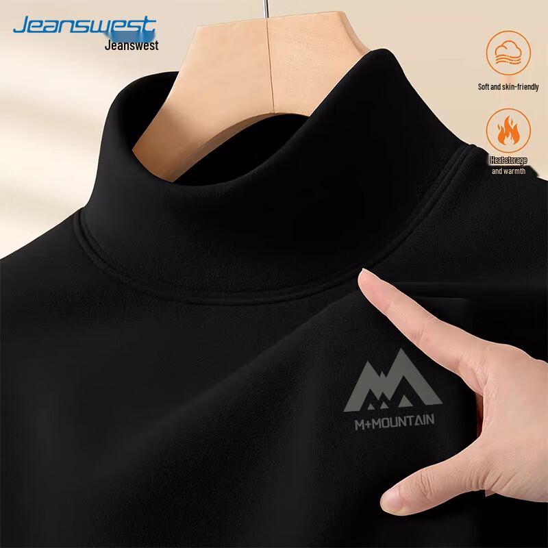 Jeanswest Men s Winter Fleece-Lined Mock Neck Long Sleeve T-shirt L