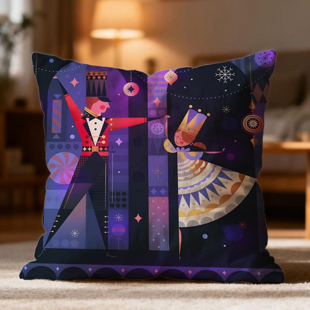 Popular Nutcracker Cushion Cover Soft Washable Pillow Case Multi-Scene for Couch Bed Travel Office Use