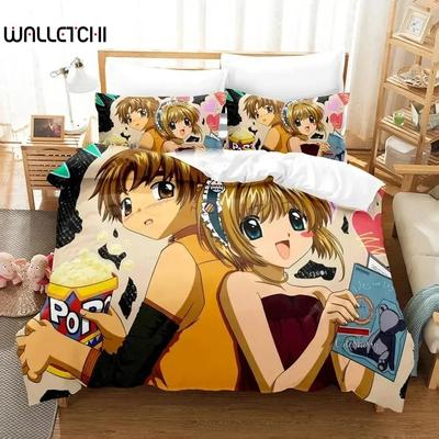 3D Print Anime Cardcaptor Sakura Bedding Set Duvet Cover Bed Set Quilt Cover Pillowcase Comforter King Queen Size Boys Adult