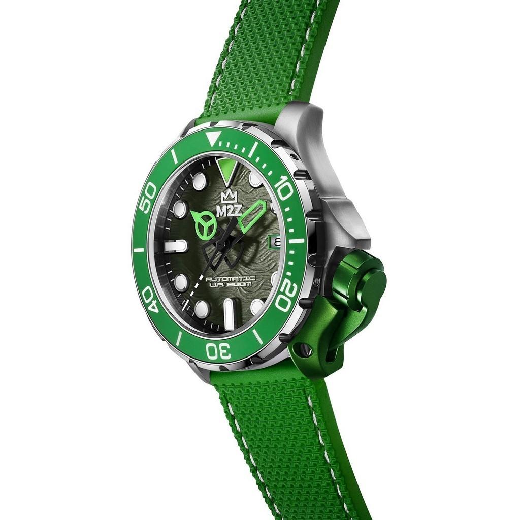 M2Z Diver 200 Sapphire Glass Green Strap Grey Dial Automatic Diver's 200-001B 200M Men's Watch