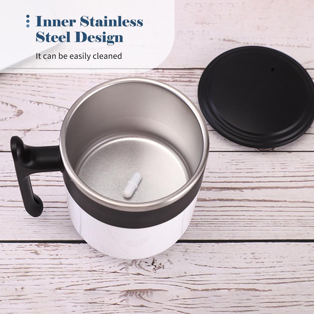 300mL Self Stirring Mug with Lid Thermal Induction Stirring Coffee Cup Electric Stainless Steel Self Mixing Coffee Cup for Coffee Milk Cocoa Hot