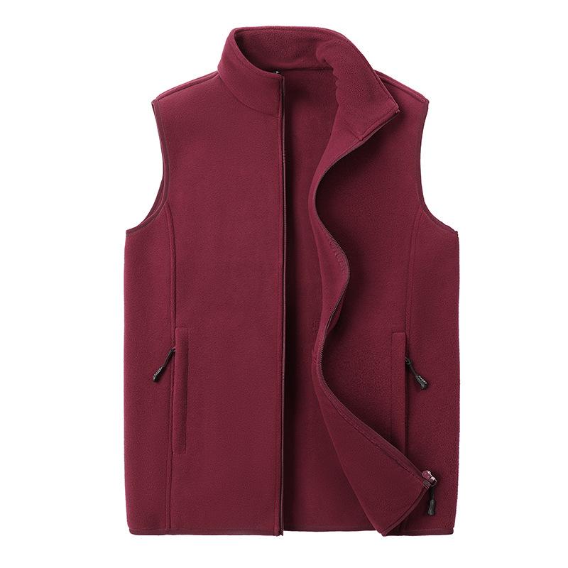 Men's Autumn & Winter Double-Sided Fleece Vest - Stand-Up Collar, Thickened, Warm, Sporty & Casual Style.
