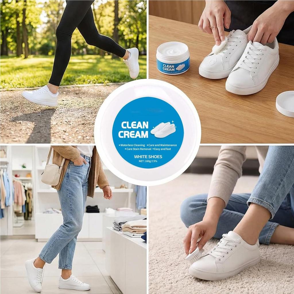 White Shoes Clean Cream 160g Solid Paste Multifunctional No Wash Sneaker Sole Cleaner Effective Dirt Stain Remover for Shoes