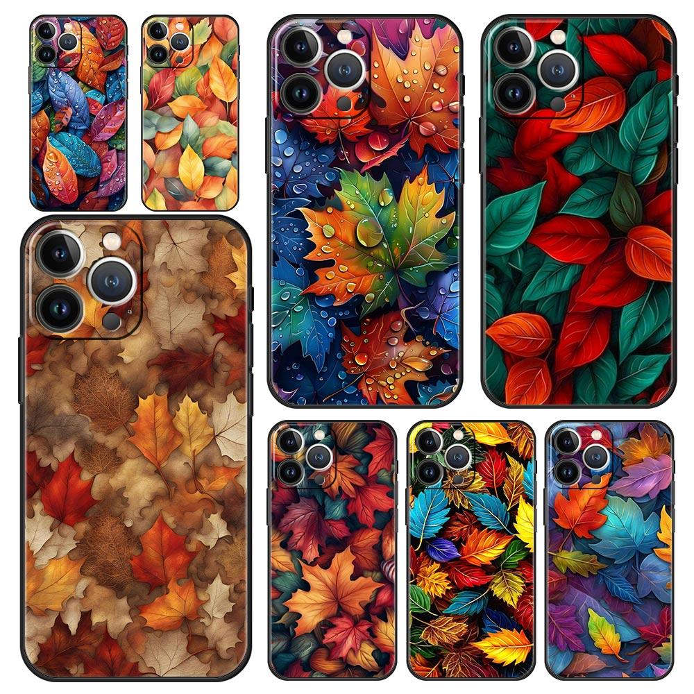 Cartoon Leaf Phone Case Cover for iPhone 17 16 15 14 13 12 Pro Max 11 Pro Max 17 AIR Plus Shockproof Soft TPU Shell Fundas Capas