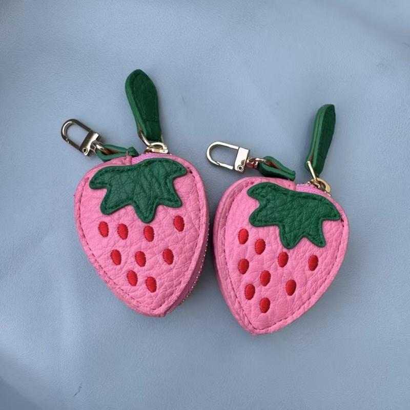 Cute Fruit Shape Coin Purse Keychain Bag Hanging Zipper Earphone Bag For Women Girls Gift