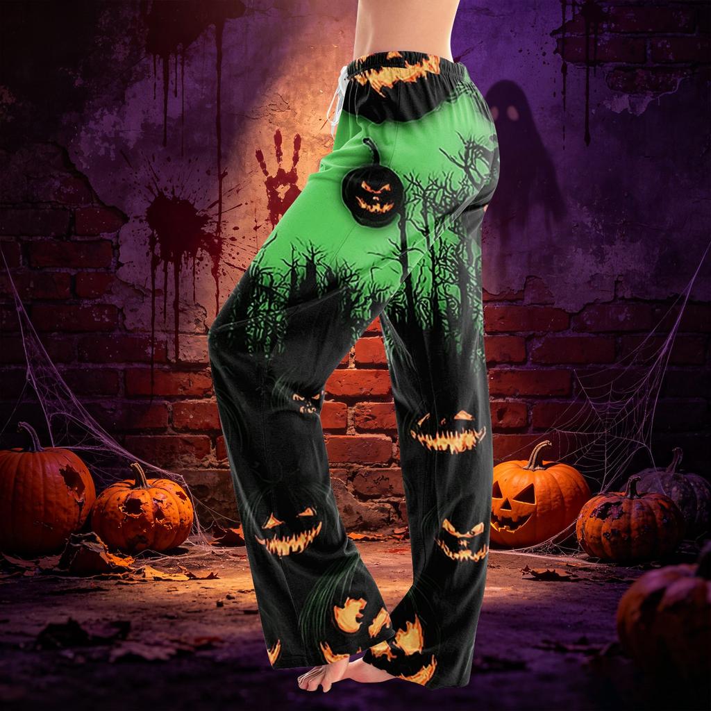 Damen Freizeithose mit Kordelzug und Halloween-Print für Feiertagspartys und den Alltag