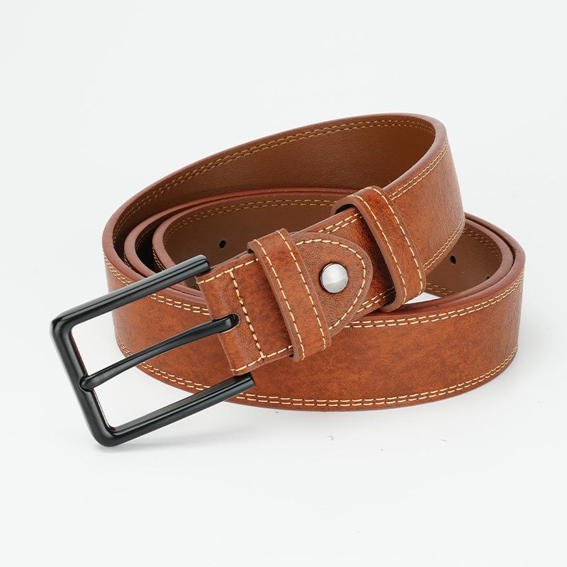 Belt for Men's Pin Buckle Trendy Business Retro Cowhide Belt Simple and Versatile Middle Aged and Young Pants for Men