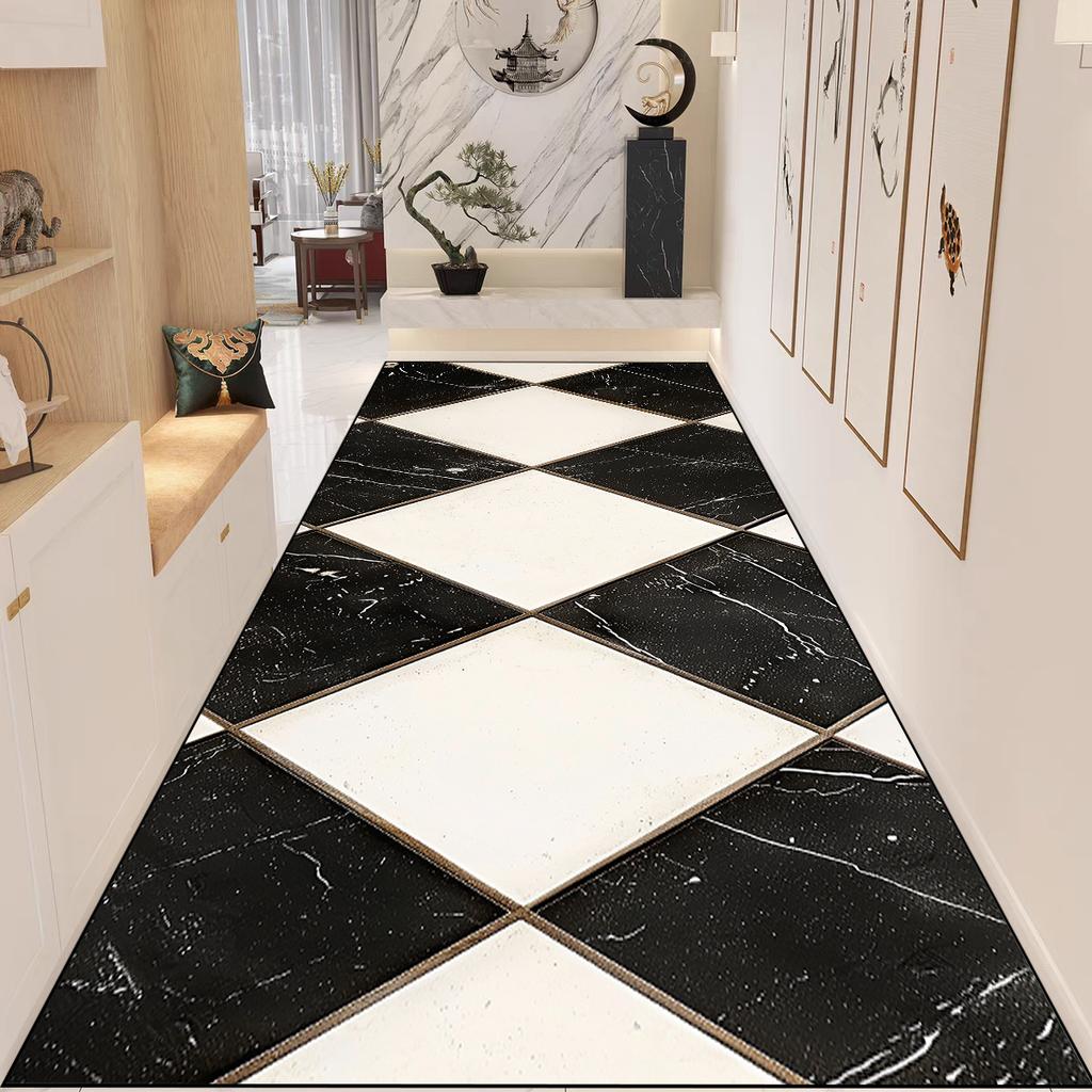 Luxuriöser Flur-Teppich im nordischen Stil, rutschfest, waschbar, langer Läufer, Durchgangsteppich, anpassbare Dekoration, Fußmatte für den Eingangsbereich
